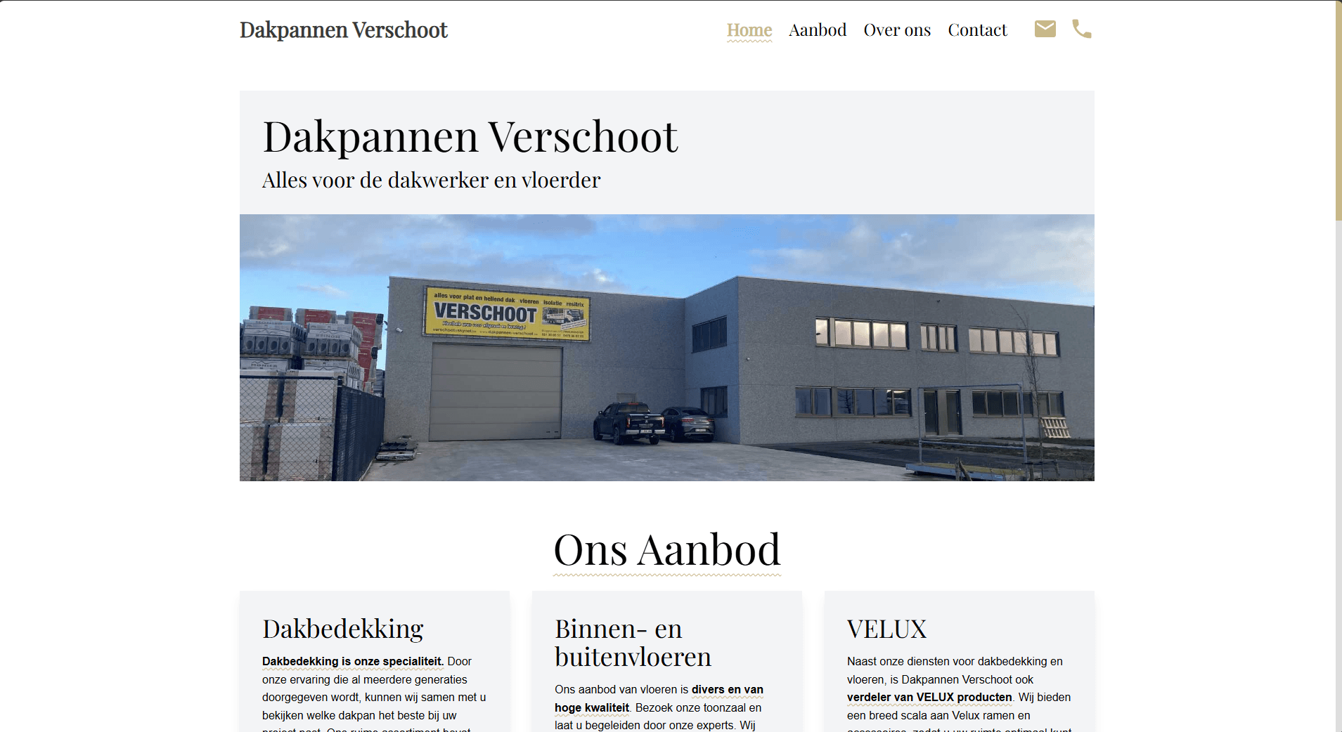 Dakpannen Verschoot website